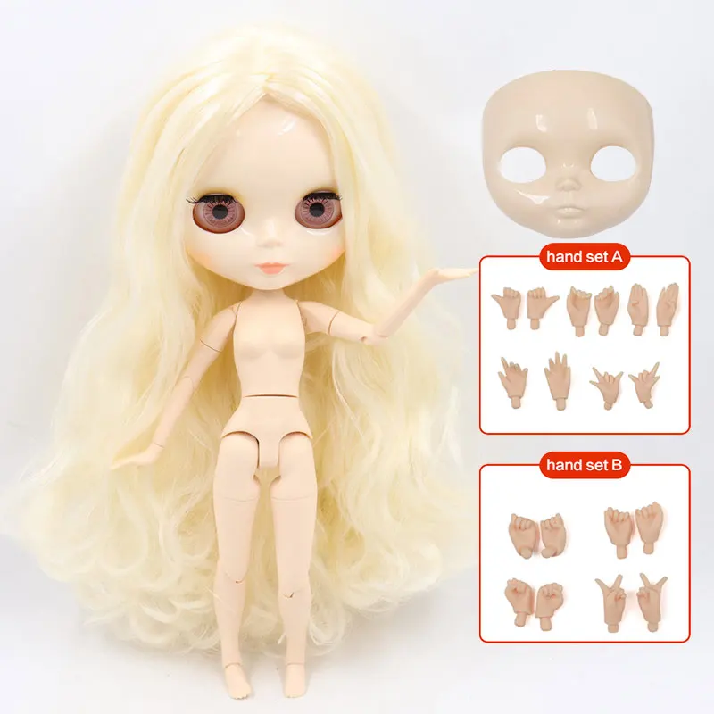 ICY Blyth кукла Обнаженная 1/6 шарнир тело 30 см игрушки BJD белое блестящее лицо с дополнительными руками AB и Лицевая панель DIY модные куклы подарок для девочки - Цвет: doll hand AB shell