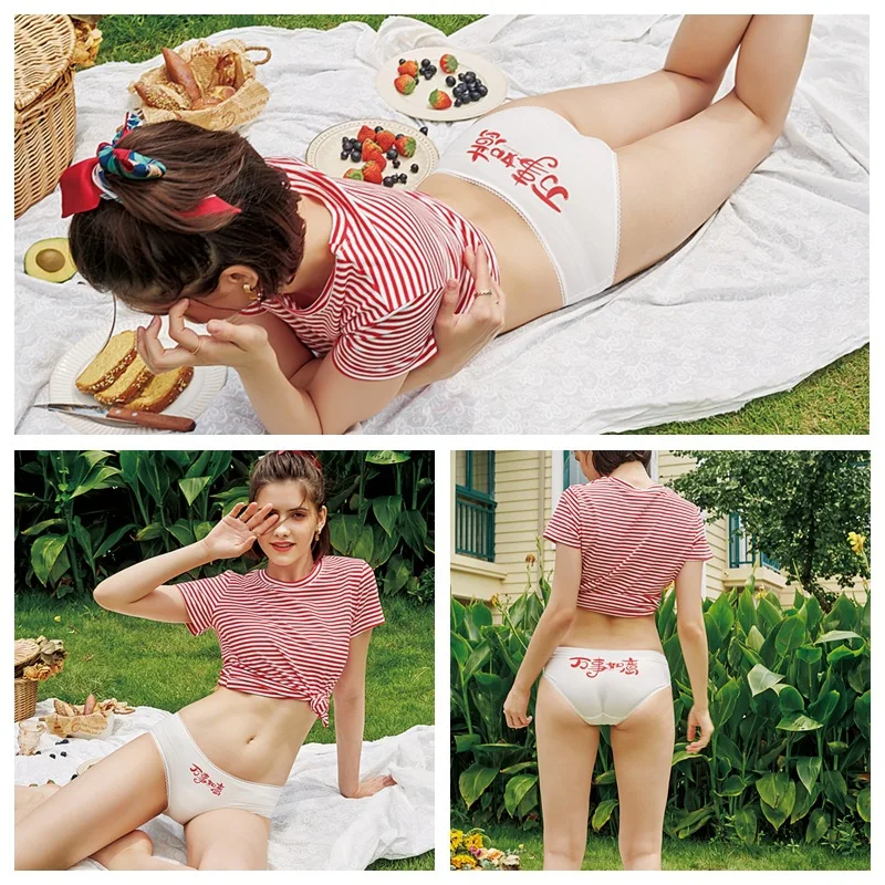 Fan·Sweet Sexy Skull Printed Women's Underwear Comfortable Cotton Panties  Cute Cartoon Underpants Female Lingerie Tanga