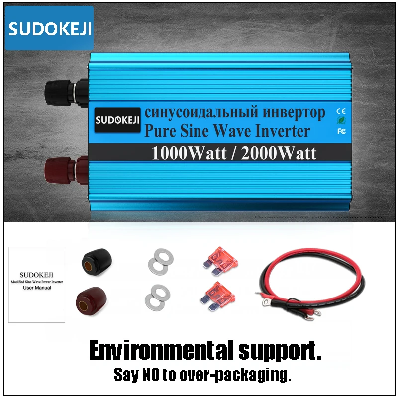 1000 Вт автомобильный инвертор 12V 24V постоянного тока до AC220V 1USB 2000W Пиковая мощность автомобильное зарядное устройство адаптер конвертер с немодулированным синусоидальным сигналом 2 переменного тока выходной порт