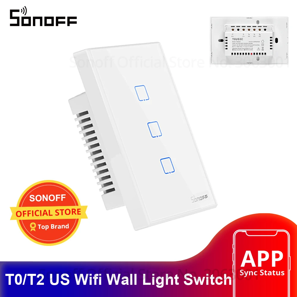 SONOFF Outlet T0/T2 US Wifi Smart Switch Touch/WiFi/ RF/APP Remote Control Wall Touch Light Works with Alexa Home | Электроника