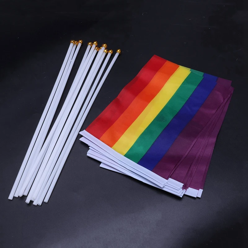 12pcs Gay Pride Lesbian Peace LGBT Rainbow Flag Banner Festival Carnival N3 