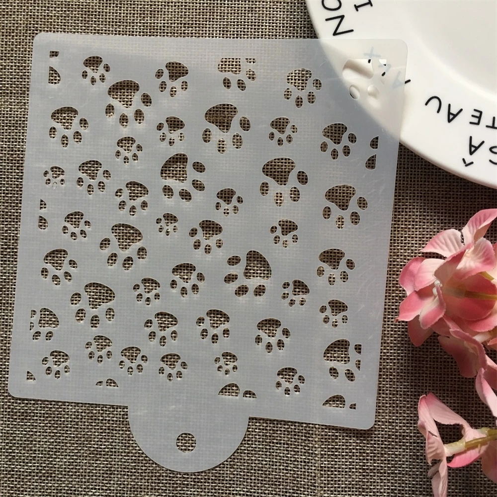 15cm 개 고양이 발 DIY 겹쳐 스텐실 벽화 스크랩북 색소 엠보싱 앨범 장식 카드 템플릿