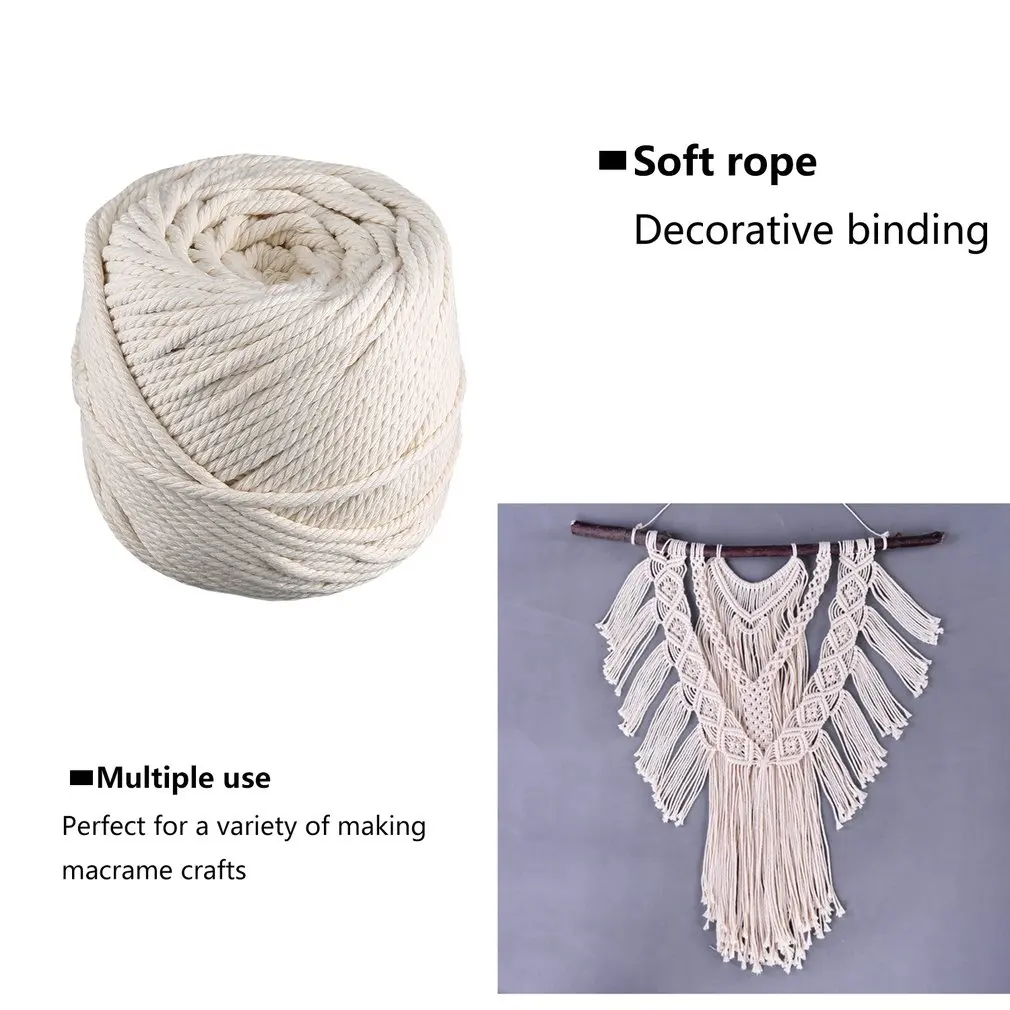 4Mm*100M Cotton Rope Binding Rope Diy Handmade Tapestry Braided Rope Beam Drawstring Natural Strength