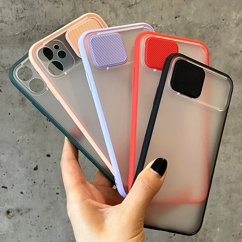 Soft Slide Camera Lens Protection Cases For iPhone 11 Pro Max X XR XS 6 6S 7 8 Plus SE 2020 Silicone TPU Matte Cover Coque | Мобильные