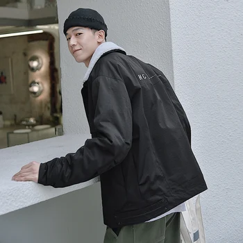 

Winter New Down Jacket Men's Warm Thick Parka Men Fashion Letters Printed Casual Lapel Coat Street Wild Loose Cotton Jacket