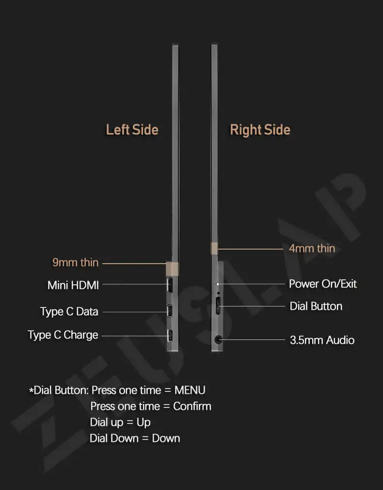 ZEUSLAP 15,6 дюйма USB C HDMI 1920*1080P PD HDR монитор с разъемом для наушников металлический ультратонкий портативный игровой монитор с экраном