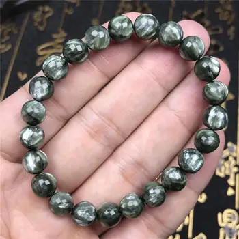 

8mm Genuine Natural Green Seraphinite Bracelet Jewelry For Women Man Gift Crystal Stretch Round Beads Fashion Bracelet AAAAA