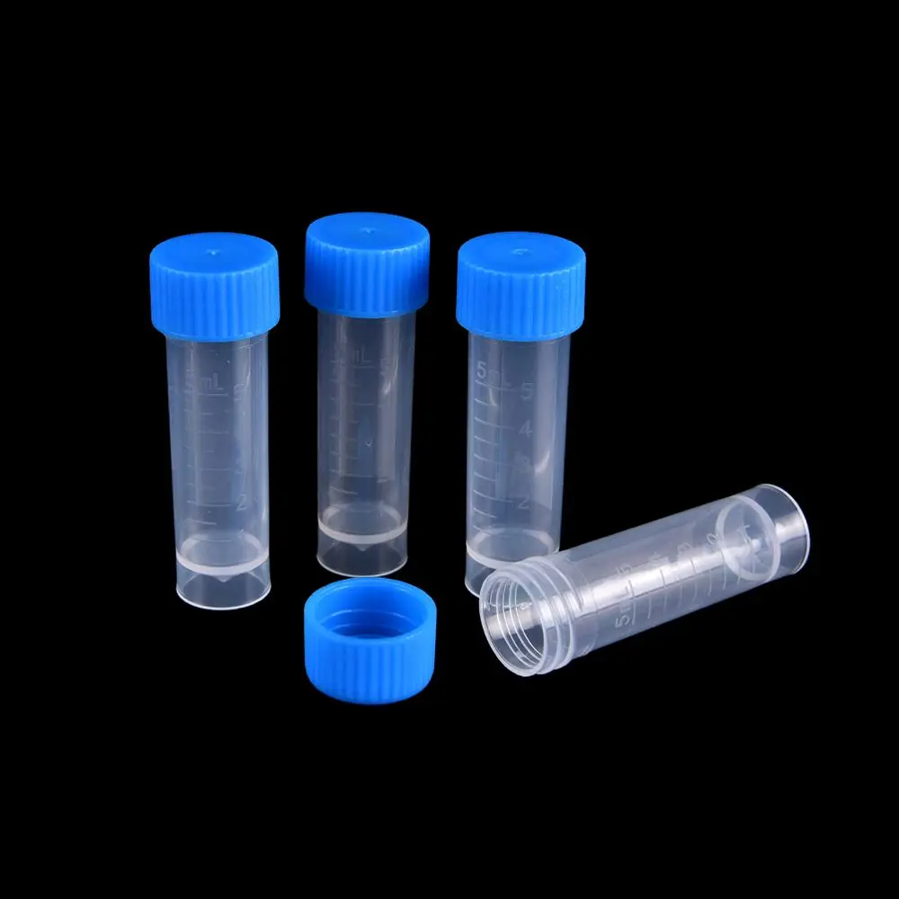 New Laboratory Chemistry Plastic Test Tubes Vials Seal Caps Pack Container for Office School Chemistry Supplies 10 Pcs * 5ml Lab