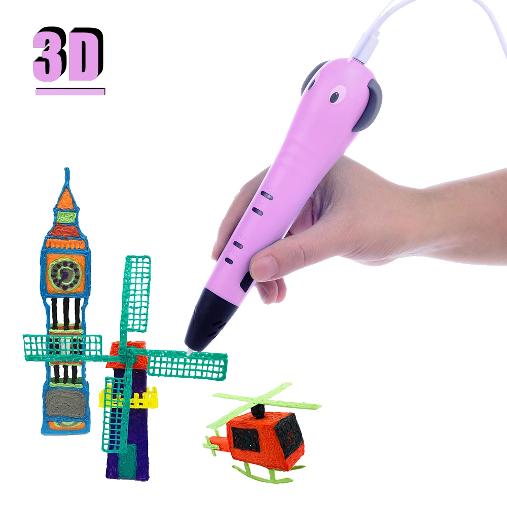 Multifunctional Intelligent 3D Drawing Printing Printer Pen with PLA Filament Refills Cartoon Image Gifts for Kids Children DIY