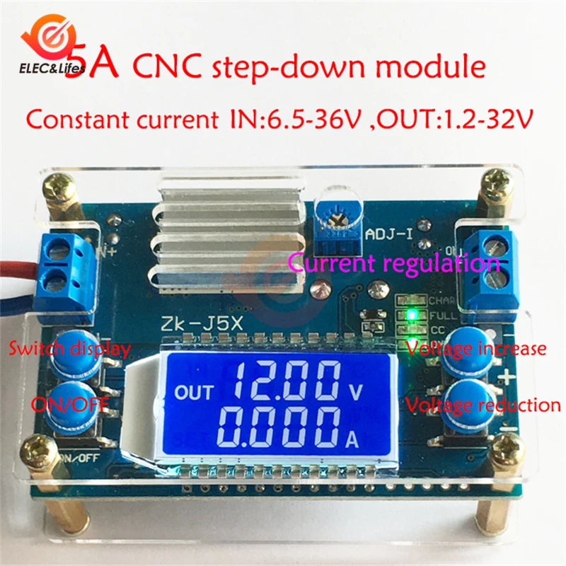 5A CNC цифровой понижающий модуль питания dc-dc регулируемый постоянный напряжение постоянного тока мульти-дисплей Кнопка установить напряжение