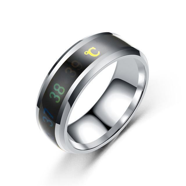 Steel Jewelry Smart Display Temperature Temperature Ring Stainless Steel Ring Men's Novelty Couple Ring