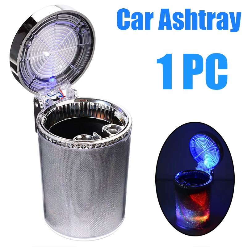 

Portable Car Travel LED Light Cigarette Cylinder Smokeless Silver Ash Cylinder Holder Air Vent for Home Outdoor Ashtray General