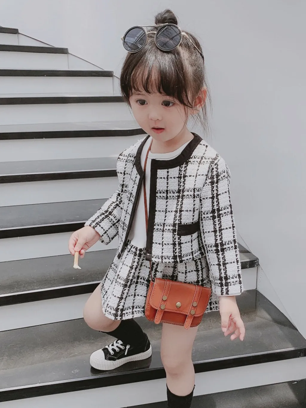 Toddler Girls Clothes Sets Plaid Coats Jacket Skirt Kids Baby Girls Clothes Suit Autumn Winter Clothes Sets Roupa Infantil Wy4