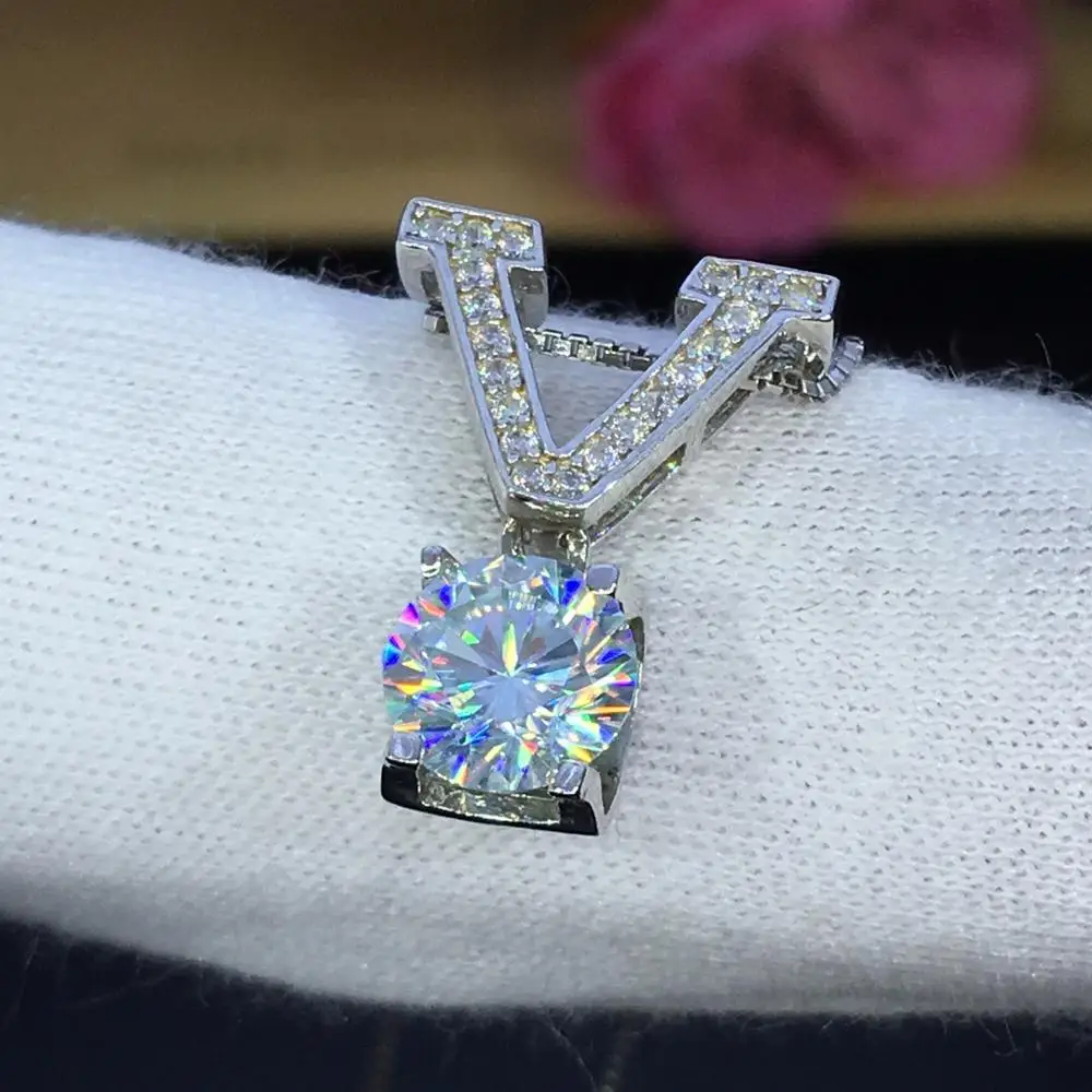 Круглые серебряные подвески из муассанита в виде стихов еврей, 1ct D VVS, роскошные подвески из муассанита для женщин