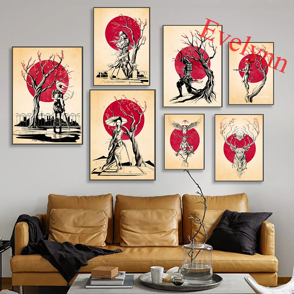 

Japanese Lovers Poster Ninja Student Hokkaido Dreamer Crow Hokkaido From Samurai Modern Living Room Decor Canvas Wall Art Print