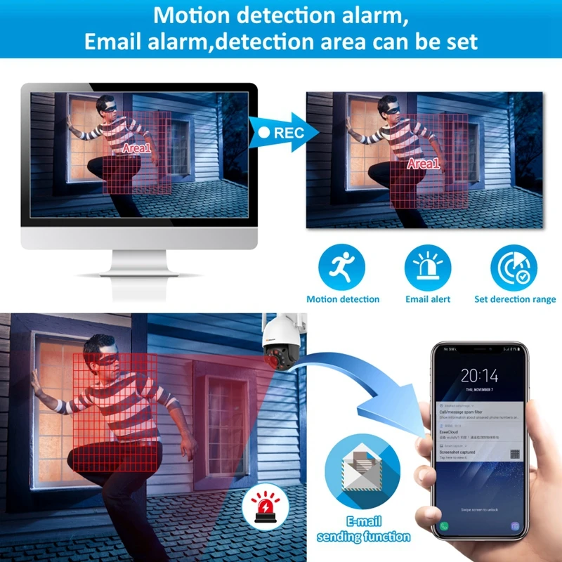 Jennov 5MP 2MP Wireless Wifi IP Camera HD 5X Optical Zoom PTZ Camera Outdoor Home Security CCTV Surveillance Cam Two-way Audio