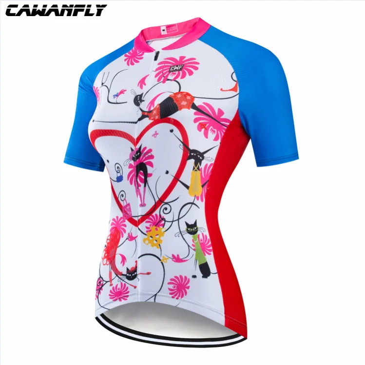 Cawanfly Летняя женская MTB велосипедная одежда Pro Team Велоспорт Джерси Набор гоночная Спортивная велосипедная одежда uniforme Roupa Ciclismo - Цвет: Розовый