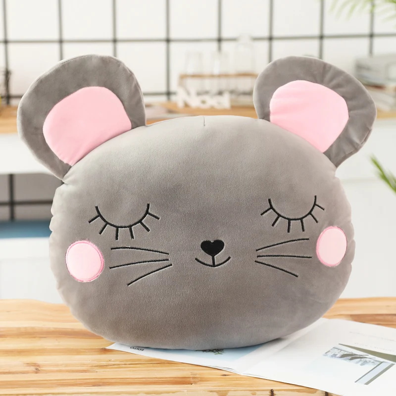 gray Kawaii Мультфильм плюшевая подушка мышь Игрушка Плюшевые игрушки Мягкая Подушка девушка спальные подушки ребенок девочка подарок на день рождения - Цвет: gray