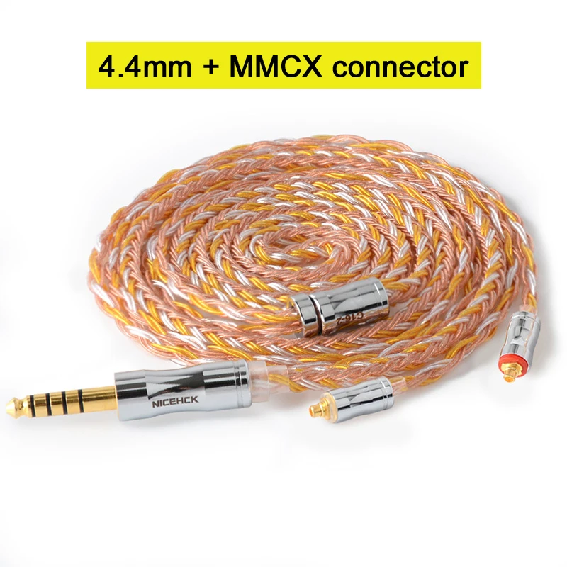 NICEHCK C16-2 16 Core Медь серебро смешанные кабель 3,5/2,5/4,4 мм разъем MMCX/2Pin/QDC/NX7 булавки для C12 ZSX V90 TFZ NX7 Pro/DB3 BL-03 - Цвет: 4.4mm With MMCX