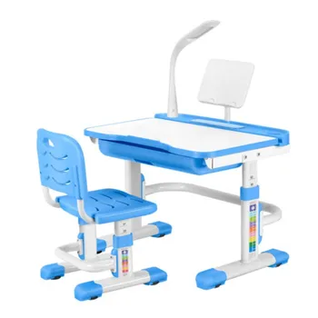 

Metal Chaise Desk & Chair for Pupil Ajustable Height Student Table with Function Division Lumbar Support Chairs Kids Furniture