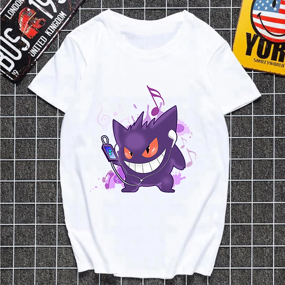 Футболка с покемоном Gengar летняя футболка Kawaii Anime Juice женская повседневная одежда