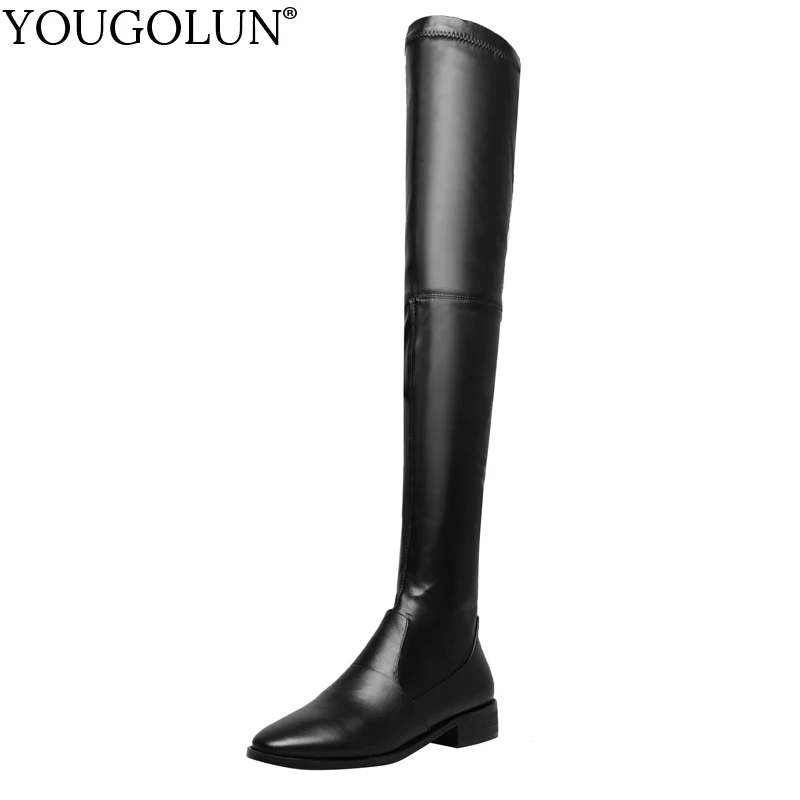 

Thigh High Stretch Cloth Boots Women Autumn Winter Lowland Shoes C171 Fashion Round Toe Ladies Black Khaki Over Knee High Boots