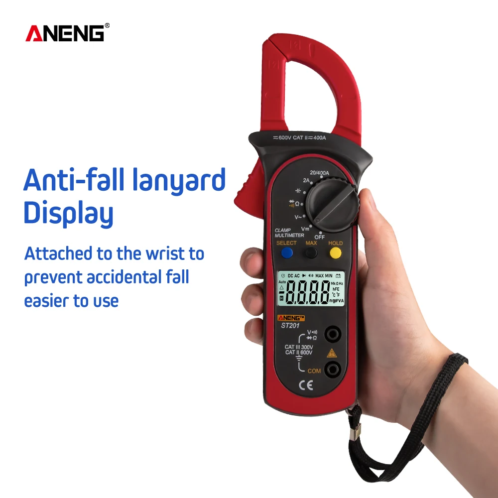

ANENG ST201 Digital Clamp Multimeter Clamp Meter Ammeters Transistor Capacitor Tester Power Test AC / DC Voltage Current Tester