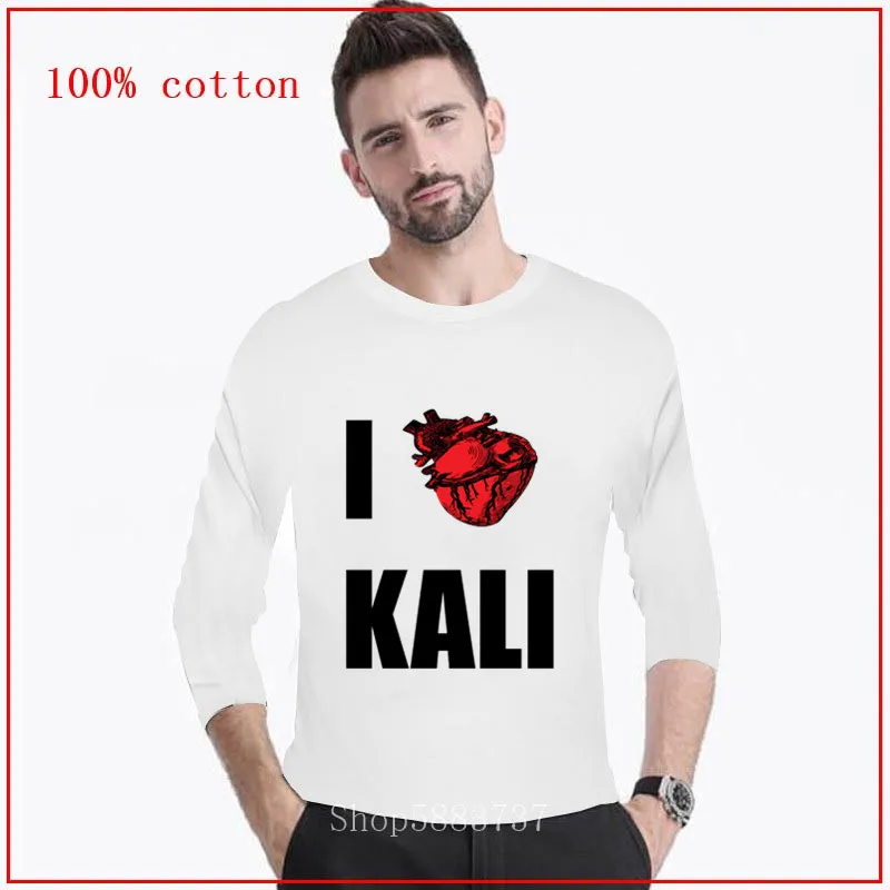 I Love Kali/черная рубашка для мальчиков Мужская футболка одежда с длинными рукавами