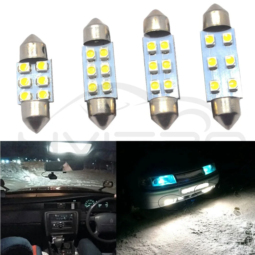 Hviero Bright White Dome Festoon light c5w C10W Car led 3528 1210 6 SMD 31MM 36MM 39MM 41mm Auto Door Led Reading bulbs Glove Box Light