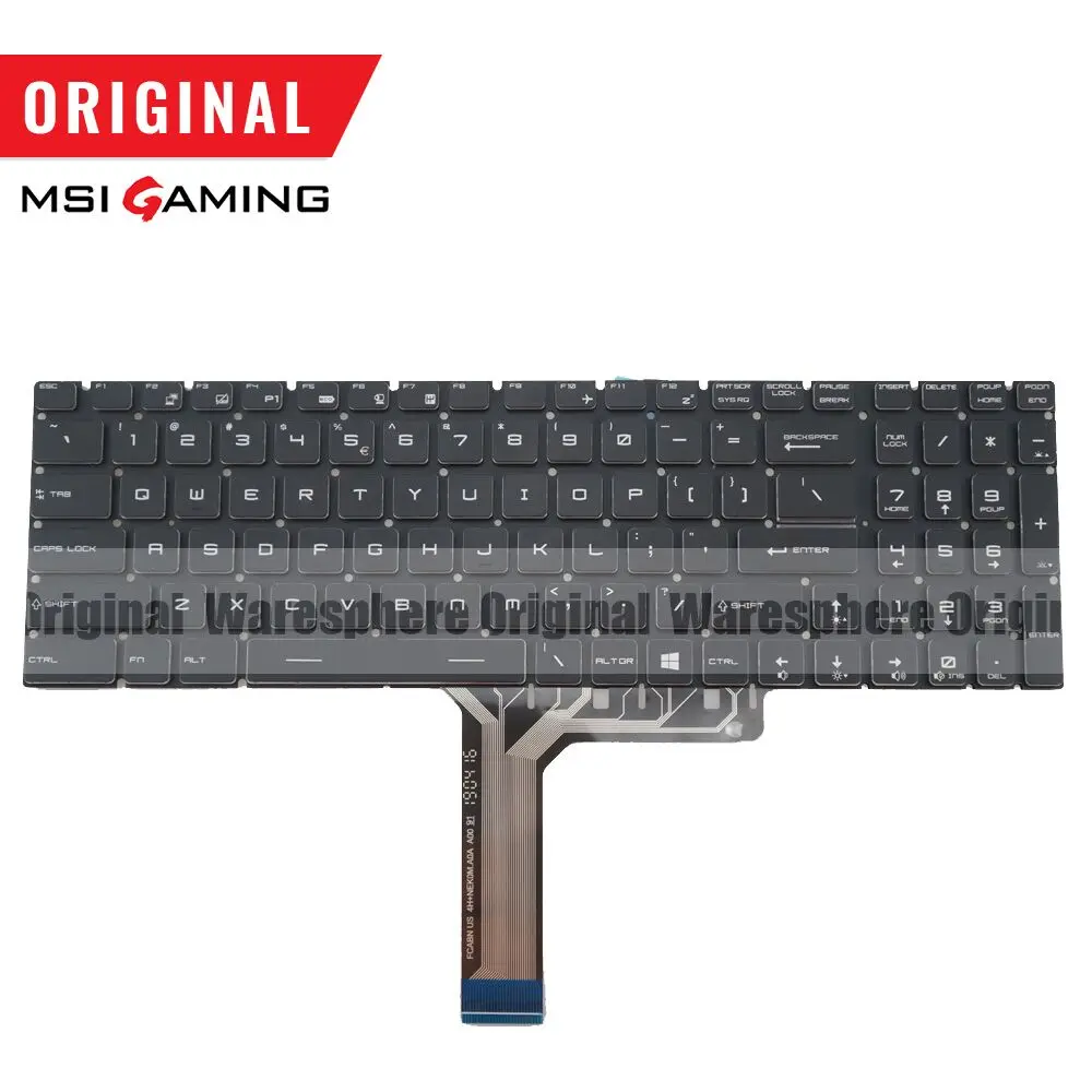

New Original US Backlit Keyboard for Laptop US Keyboard for MSI GE63 GE73 GE63VR GE73VR 9Z.NEKBN.B1D Black