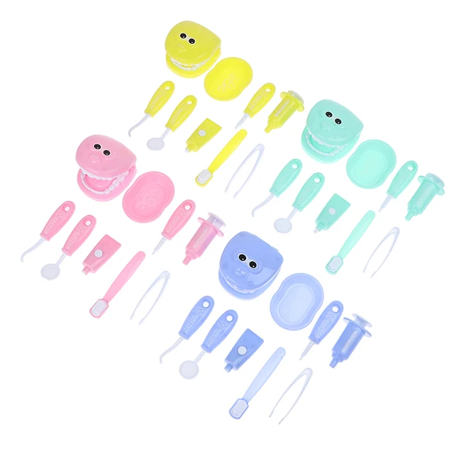9Pcs Kids Pretend Play Toy Dentist Check Teeth Model Set Medical Kit Educational Role Play Simulation Learing Toys For Children 3