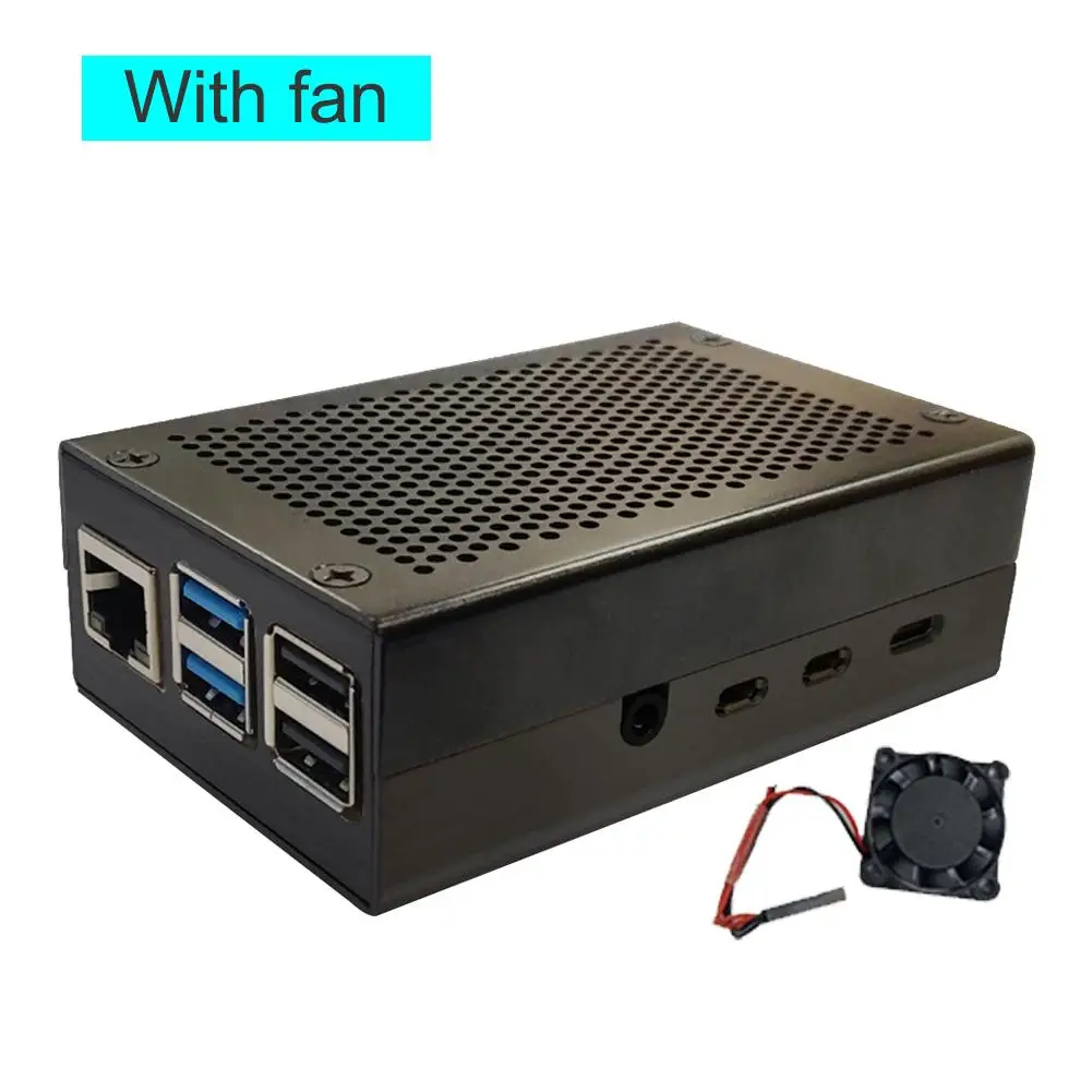 Защитная коробка с защитой от царапин для Raspberry Pi 4 корпус из алюминиевого сплава с охлаждающим вентилятором