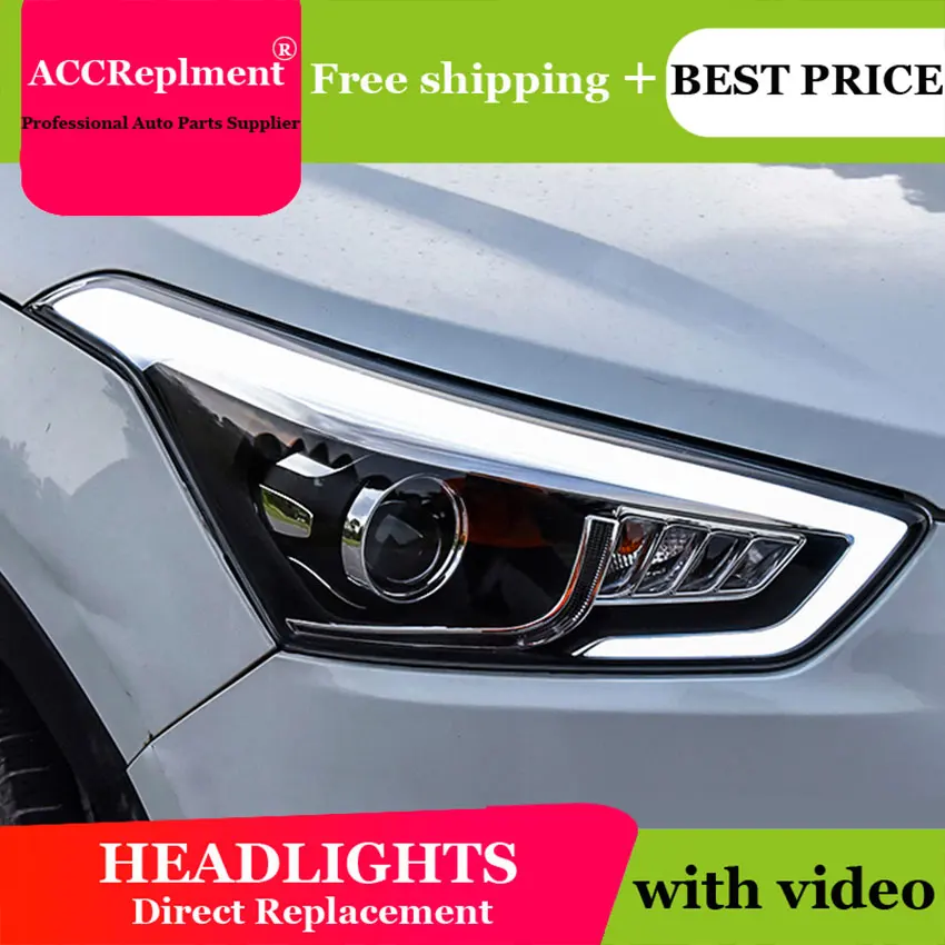 Автомобильный Стайлинг для hyundai IX25 фары- IX25 светодиодный фонарь светодиодный drl H7 hid Bi-Xenon двойные линзы ближнего света