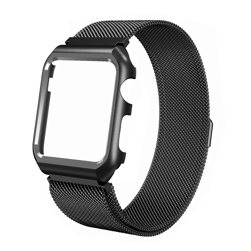 

Stainless Steel Smart Watch Band Bracelet With Metal Frame Case For Apple Iwatch Series 4 3 2 1 Wrist Straps 38mm 40mm 42mm 44mm