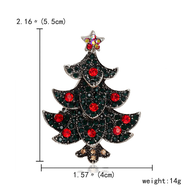 Christmas Tree Brooches for Women Rhinestone Inlay Fashion Jewelry Festival Brooch Pins Good Gift Winter Coat Cap Brooch Pin