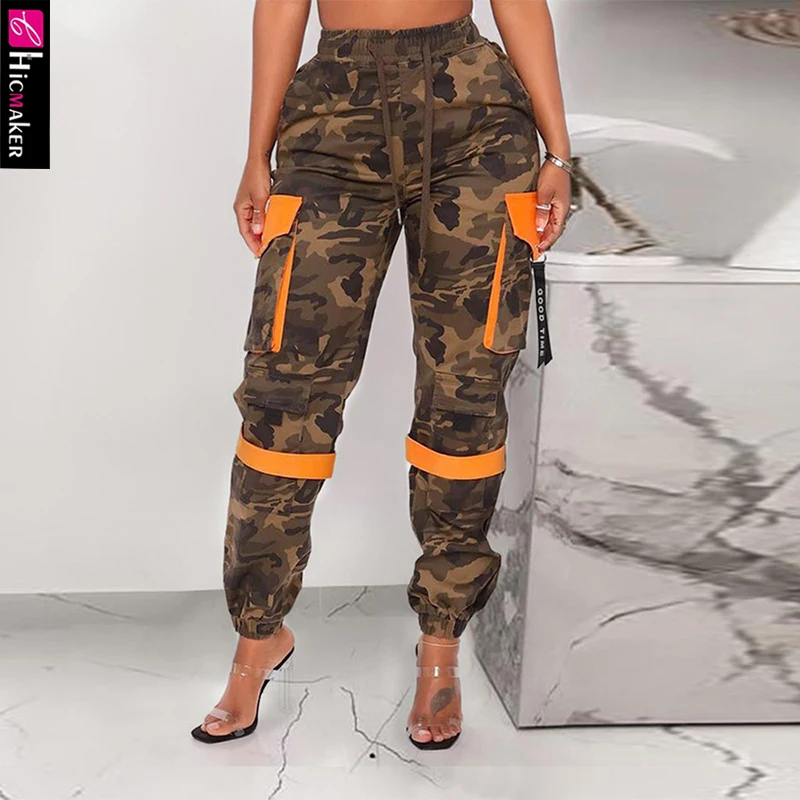 Women Camouflage Colorblock Pocket 