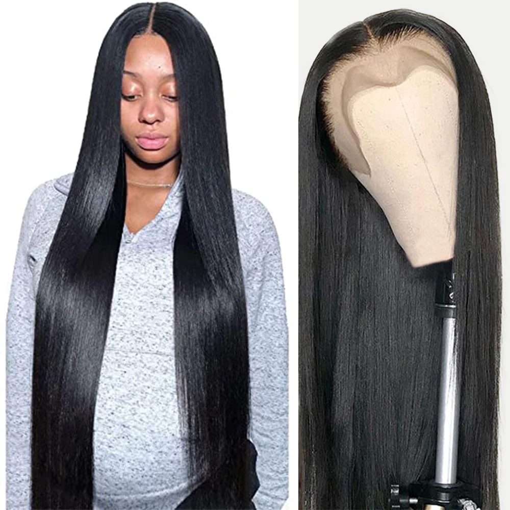 Peluca con malla Frontal transparente de 13x6 HD, 40 y 42 pulgadas, cabello humano liso brasileño, 4x4, 5x5, 6x6, cierre
