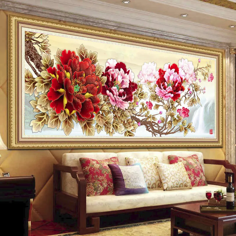 chinese peony flowers large size DIY diamond Painting cross stitch 5d embroidery | Дом и сад