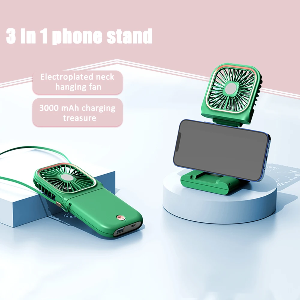 3 in 1 phone Portable foldable holder Mount stand with mini Mute fan & 3000mAh power bank for S20 Plus Ultra Note 10 IPhone 11 |