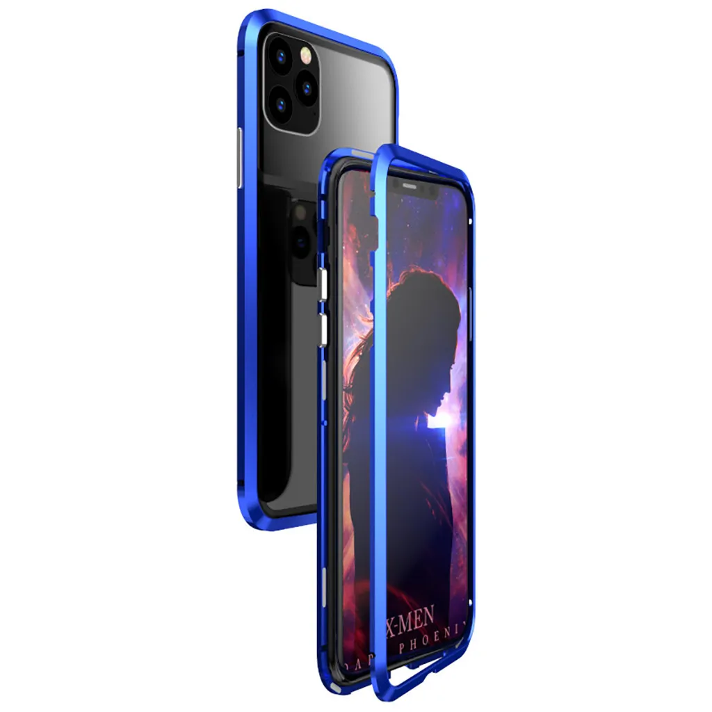 Магнитный металлический чехол-бампер для iPhone 11 11 Pro 11 Pro Max, односторонний стеклянный защитный чехол для iPhone 11 Pro 919#2 - Цвет: BU