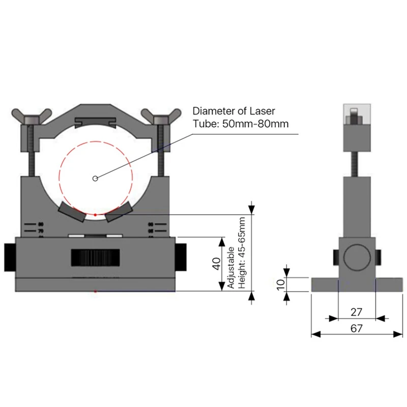 Гравировальный держатель для инструментов Поддержка крепление гибкий пластик 50-80 мм для 50-180 Вт гравировальный станок для резки Co2