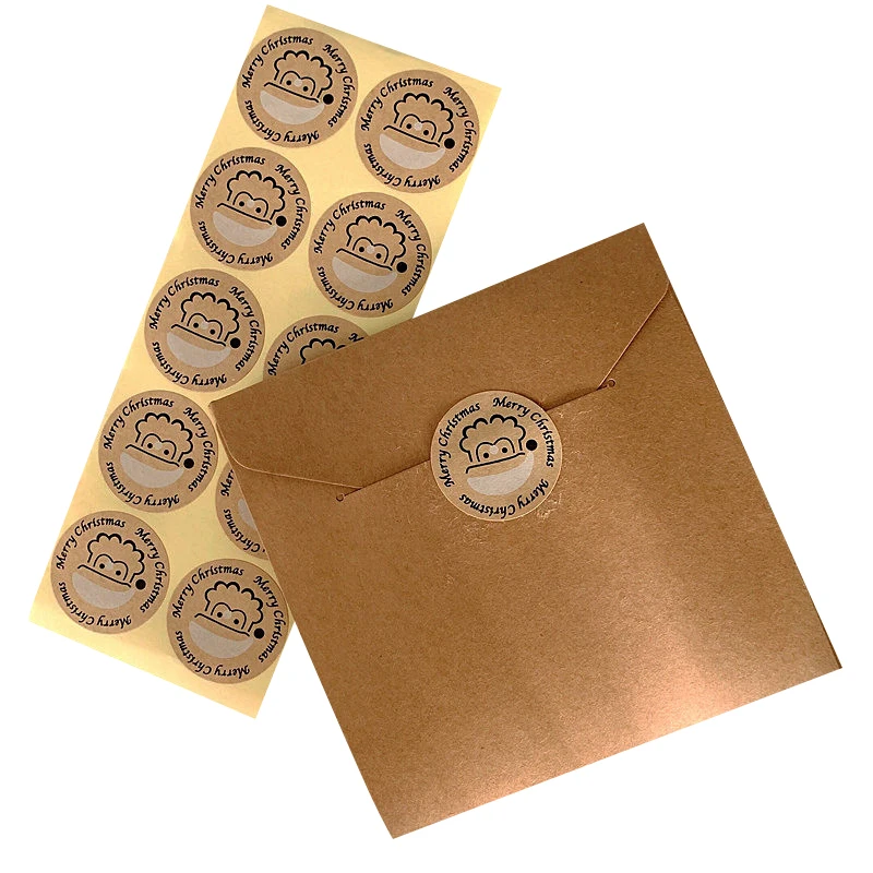 

100PCS/lot Kawaii Round Merry Christmas Santa Claus DIY Multifunction Kraft Sticker Handmade Stationery Sticker Lable for Gifts