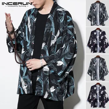 

INCERUN Men Long Sleeve 2020 Jackets Hanfu Cardigan Retro Style Thin Costume Chinese Style Men's Robe Loose Casual Tang Jackets