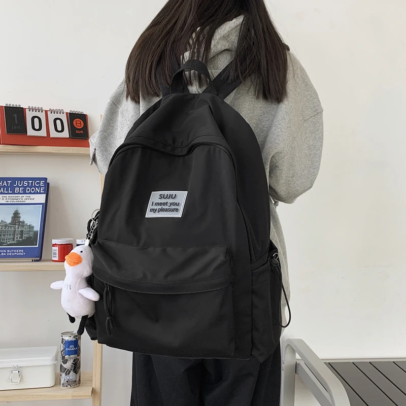 

Простой женский рюкзак для кампуса в стиле Харадзюку, вместительные школьные сумки для ноутбука 15,6 дюйма для девочек-подростков, мужские и женские дорожные сумки