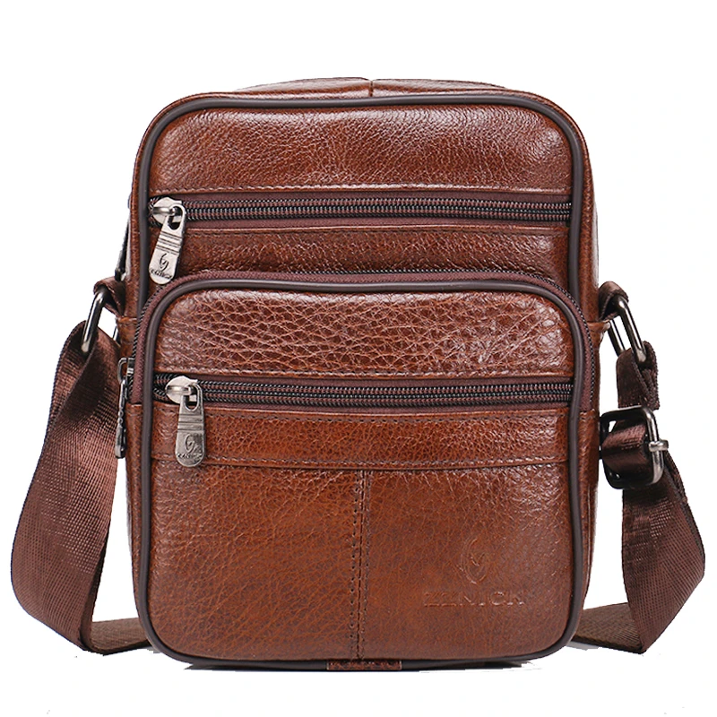 Bolso bandolera de piel auténtica hombre, bolsa de de alta calidad, de cuero de vaca, cruzado| | - AliExpress