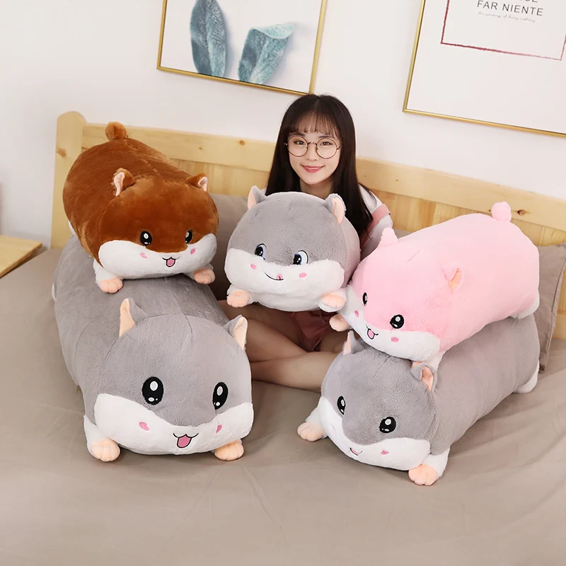 120cm Big Hamster Plush Toys Long Pillow Stuffed Animals Dolls Soft Pillow for Kids Plush Hamster Mouse Toys Children Gift