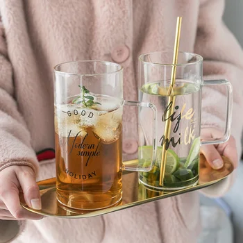 

Travel Milk Glass Coffee Mug Cute Nordic Espresso Juice Drinking Glasses Transparent Copos De Vidro Resistant Glass Cup EA60BL