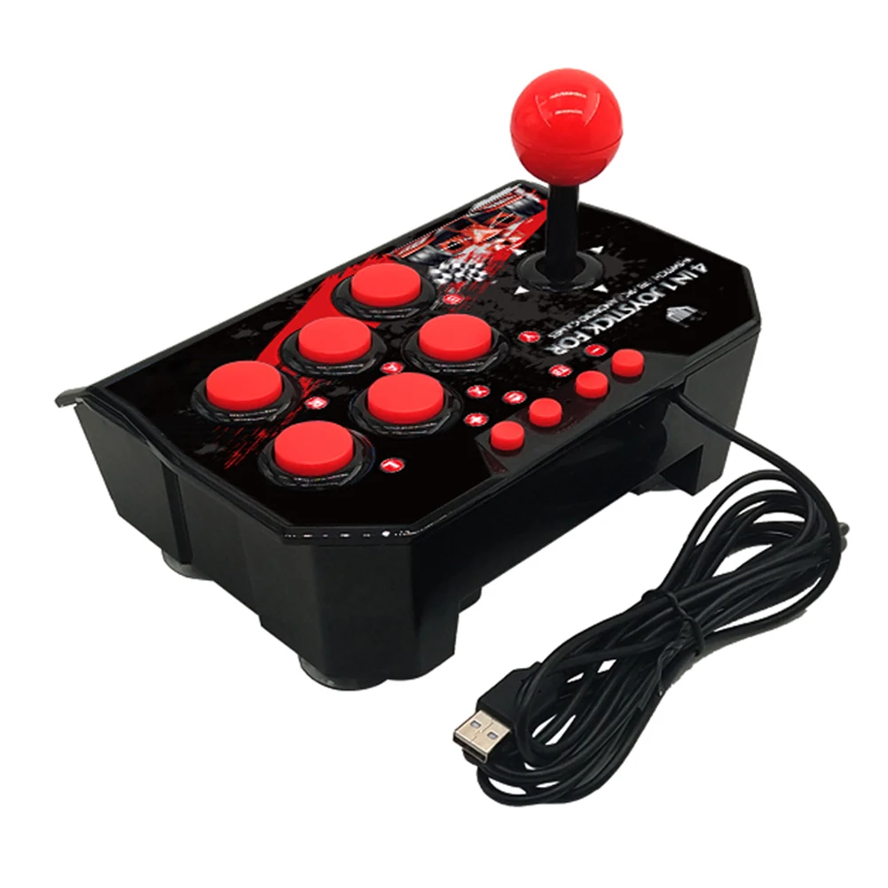 4-in-1 USB Wired Game GAMEstick Retro Arcade Station TURBO Games Console Rocker Fighting Controller for PS3/Switch/PC/Android TV