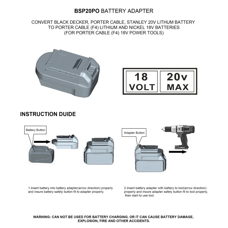 BPS18D BPS18M BPS18GL BPS18RL BPS20PO HPA1820 адаптер для BLACK&DECKER 20V постоянного тока до Dewalt 18V для Makita мастер Стэнли/порте
