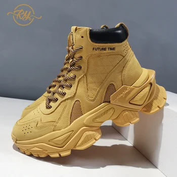 

RY-RELAA Europe station Genuine leather women's shoes 2020 fashion new running shoes ins tide High top sneakers platform shoes